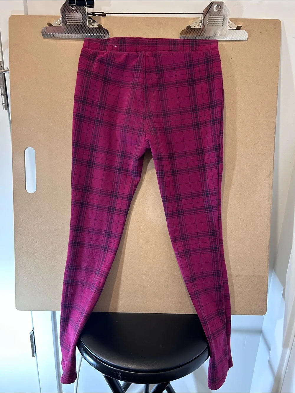 The Children’s Place Girls 8 Burgundy Plaid Ponte Jeggings Skinny Zip Pants